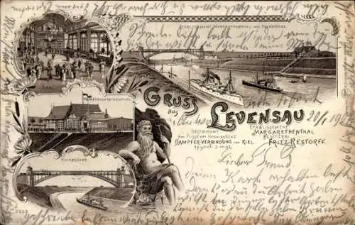 Litho Levensau Neuwittenbek in Schleswig Holstein, Margarethenthal, Hochbrücke