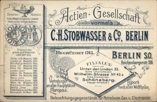Ak Berlin Kreuzberg, Reklame, C. H. Stobwasser & Co., Reichenbergerstraße 156