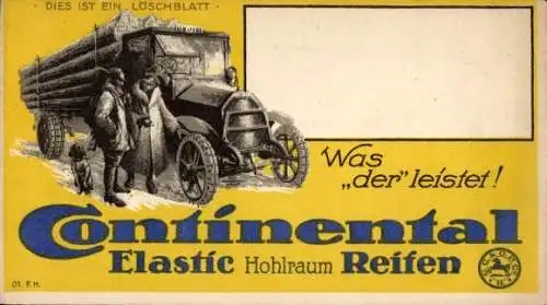 Ak Reklame, Continental Elastic Hohlraum Reifen, Löschblatt