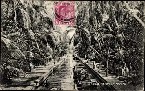 Ak Negombo Sri Lanka Ceylon, Holländischer Kanal