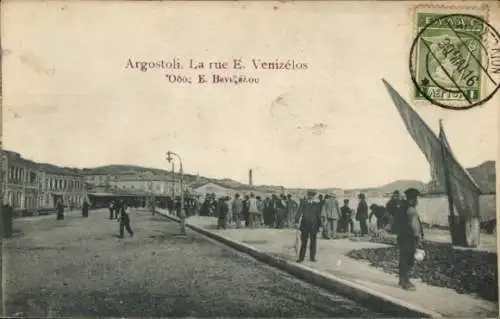 Ak Argostoli Kefalonia Griechenland, Menschen auf der E. Venizelos Straße