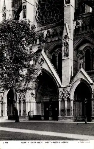 Ak City of Westminster London England, Westminster Abbey, Nordeingang