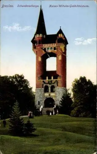 Ak Wrocław Breslau Schlesien, Schwedenschanze, Kaiser-Wilhelm-Gedächtnisturm