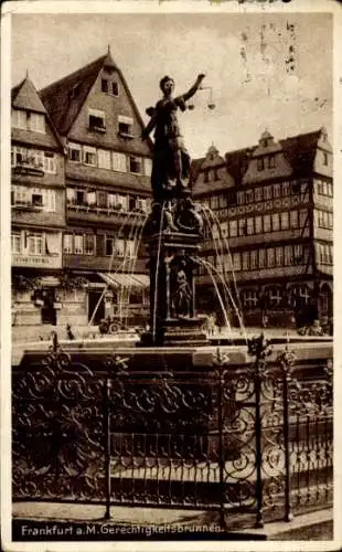 Ak Frankfurt am Main, Gerechtigkeitsbrunnen