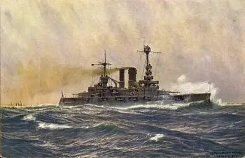 Künstler Ak Schmidt, Deutsches Kriegsschiff, Schlesien, Linienschiff