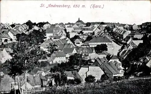 Ak St. Andreasberg Braunlage im Oberharz, Blick über die Dächer der Stadt