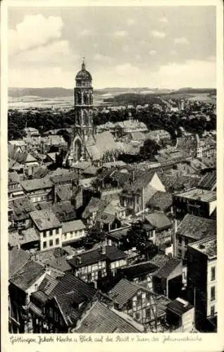 Ak Göttingen in Niedersachsen, Jakobikirche, Stadtbild vom Turm der Johanniskirche
