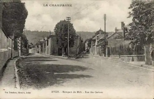 Ak Avize Marne, Rempart du Midi, Rue des Carmes