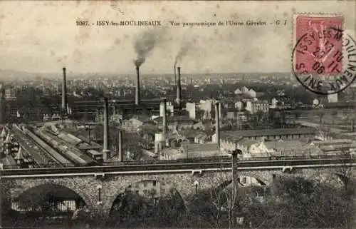 Ak Issy les Moulineaux Hauts de Seine, Panorama, Usine Gevelot