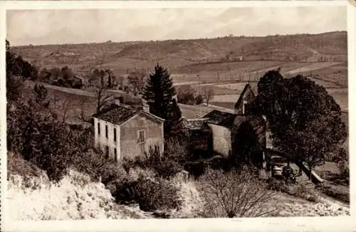 Ak Montaigu de Quercy Tarn et Garonne, Bournac, Kirche, Presbytere, Vallee de la Seoune