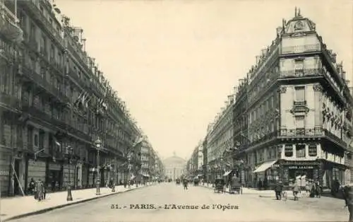 Ak Paris IX Opéra, Avenue de l'Opera