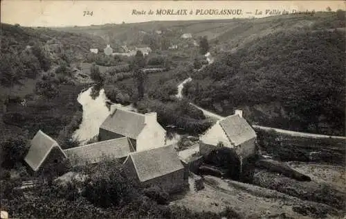 Ak Morlaix Finistère, Route de Morlaix a Plougasnou, La Vallee du Dourduff
