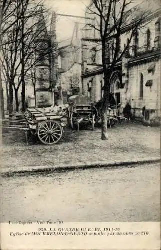 Ak Mourmelon le Grand Marne, Kirche, Kriegszerstörungen, 1. Weltkrieg