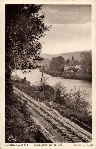 Ak Fumel Lot et Garonne, Perspective sur le Lot, Eisenbahnschienen