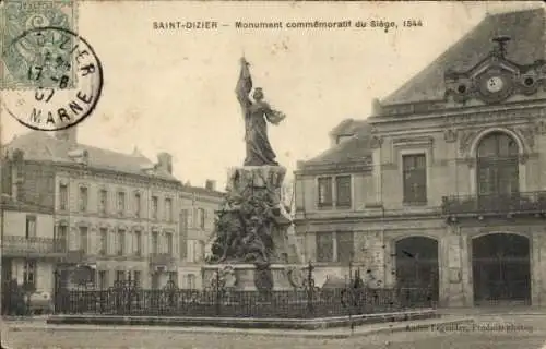 Ak Saint Dizier Haute Marne, Monument commemoratif du Siege 1544