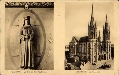 Ak Pontmain Mayenne, La Vierge de l'Apparition, La Basilique