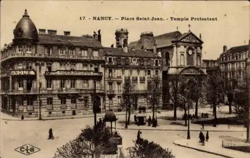 Ak Nancy Meurthe et Moselle, Place Saint-Jean, Temple Protestant