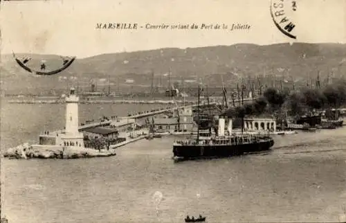 Ak Marseille Bouches du Rhône, Courrier sortant du Port de la Joliette