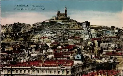 Ak Marseille Bouches du Rhône, Gesamtansicht, N.-D. de la Garde