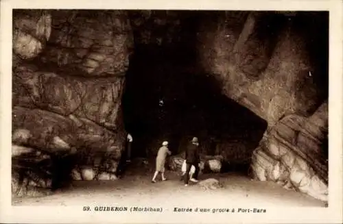 Ak Quiberon Morbihan, Entree d'une grotte a Port-Bara