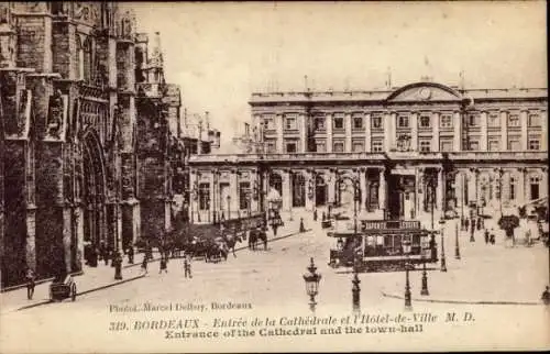 Ak Bordeaux Gironde, Eingang der Kathedrale, Rathaus
