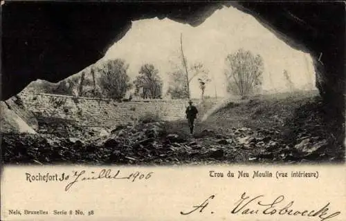 Ak Rochefort Wallonien Namur, Trou du Neu Moulin (vue interieure)