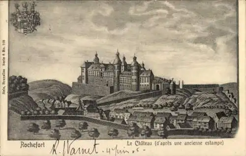 Ak Rochefort Wallonien Namur, Le Chateau (d'apres une ancienne estampe)