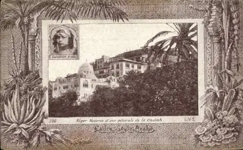 Passepartout Ak Algier Algier Algerien, Medersa, Gesamtansicht der Kasbah