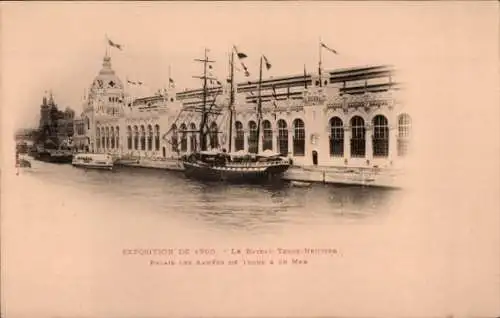 Ak Paris, Weltausstellung 1910, Palast, Boot