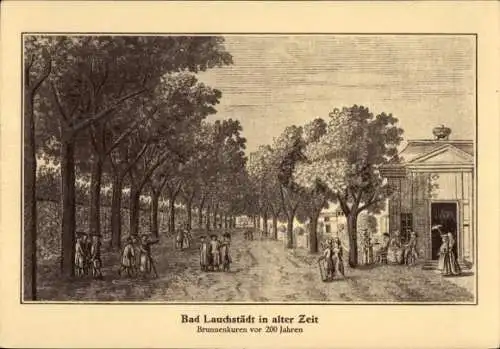 Künstler Ak Bad Lauchstädt im Saalekreis, Brunnenkuren vor 200 Jahren