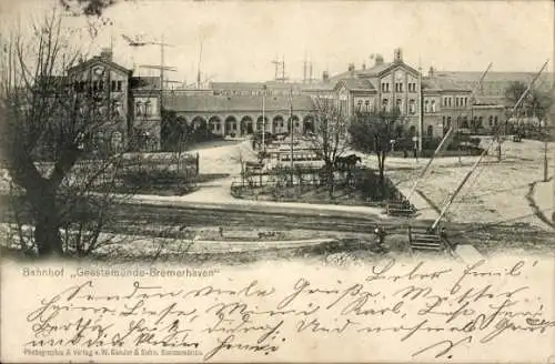 Ak Geestemünde Bremerhaven, Bahnhof