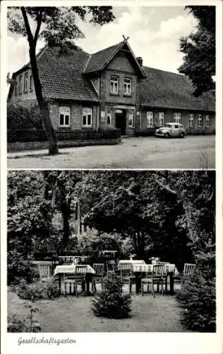 Ak Bockhorn Walsrode Lüneburger Heide, Gasthaus zum Dorfkrug, Gesellschaftsgarten