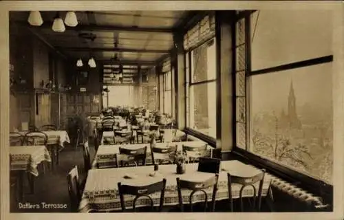 Ak Freiburg im Breisgau, Schlossberg-Restaurant Dattler, Terrasse