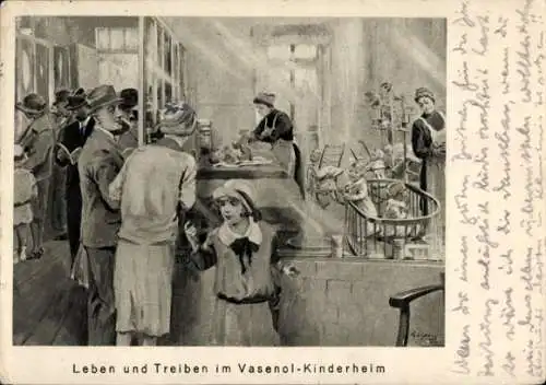 Ak Düsseldorf am Rhein, Vasenol-Kinderheim, Vasenol-Werke, Leben und Treiben