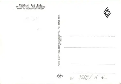 Ak Bad Endbach in Hessen, Konditorei Burk, Gastraum