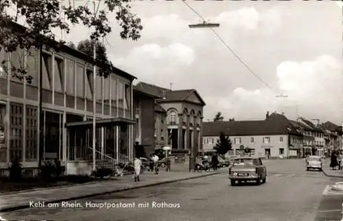 Ak Kehl am Rhein, Hauptpostamt, Rathaus