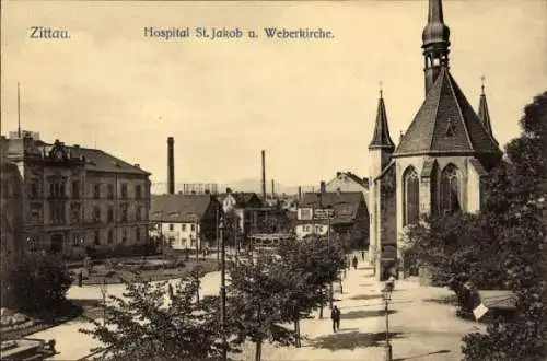 Ak Zittau in Sachsen, Hospital St. Jakob, Weberkirche