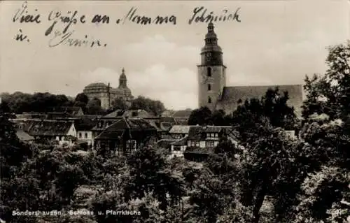 Ak Sondershausen im Kyffhäuserkreis Thüringen, Schloss, Pfarrkirche
