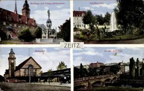 Ak Zeitz im Burgenlandkreis, Bahnhof, Finkgräfebrunnen
