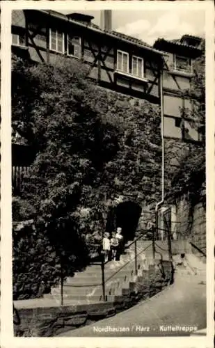 Ak Nordhausen am Harz, Kutteltreppe, Fachwerkhaus