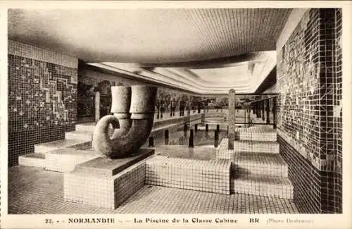 Ak Paquebot Normandie, CGT French Line, Piscine de la Classe Cabine