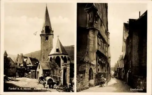 Ak Fankel an der Mosel, Kirche, Rathaus, Dorfstraße