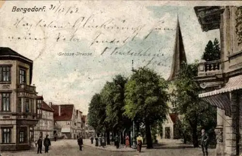 Ak Hamburg Bergedorf, Große Straße, Kirchturm