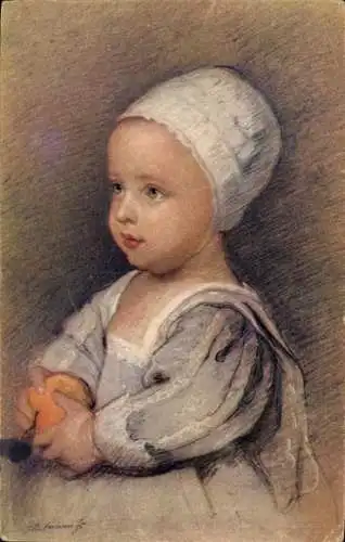 Künstler Ak Kind-Portrait, Frucht