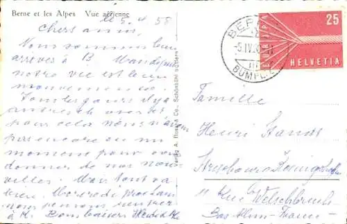 Ak Bern Stadt Schweiz, Panorama, Alpen