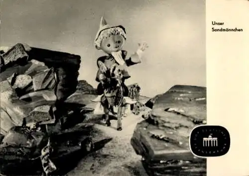 Ak Unser Sandmännchen, Sandmann, DDR Kinderfernsehen, Esel