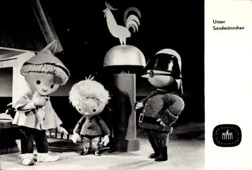 Ak Unser Sandmännchen, Sandmann, DDR Kinderfernsehen, Junge, Feuerwehrmann, S 62/66