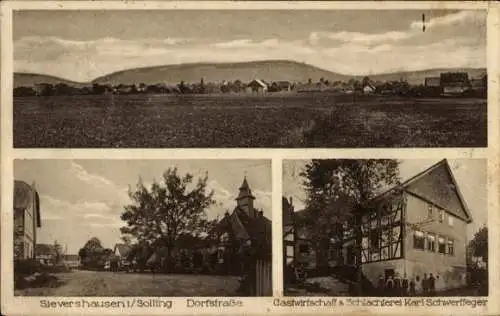 Ak Sievershausen im Solling Dassel, Gasthaus Schwertfeger, Dorfstraße