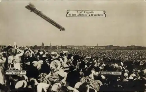 Ak Berlin, Zeppelin über der Stadt, Luftkreuzer Z III, Zuschauer