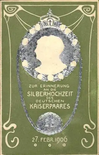 Präge Ak Kaiser Wilhelm II., Kaiserin Auguste Viktoria, Silberhochzeit 1906